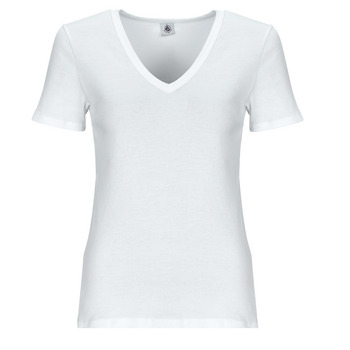 Textil Mulher T-Shirt mangas curtas Petit Bateau MC COL V Branco