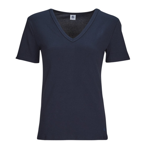 Textil Mulher Under Armout t-shirt in blue Petit Bateau MC COL V Marinho
