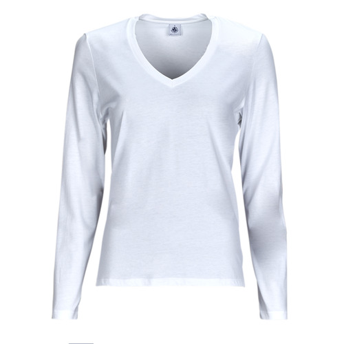 Textil Mulher T-shirt mangas compridas Petit Bateau ML COL V Branco