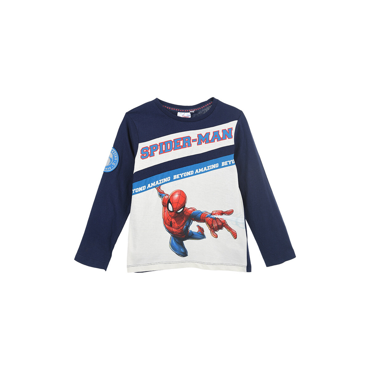 Textil Rapaz T-SHIRT logo-printed mangas compridas TEAM HEROES  T SHIRT logo-printed SPIDERMAN Marinho / Branco