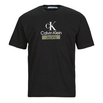 Textil Homem T-Shirt mangas curtas Calvin Klein Jeans STACKED ARCHIVAL TEE Preto