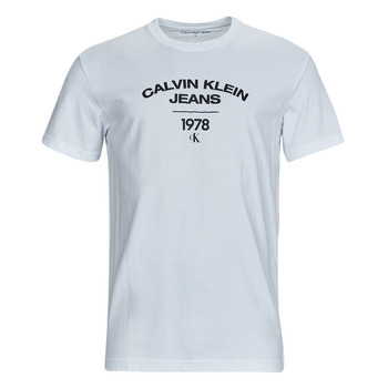 Textil Homem T-Shirt mangas curtas Calvin Klein Jeans VARSITY CURVE LOGO T-SHIRT Branco