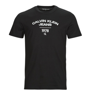 Textil Homem T-Shirt mangas curtas Calvin Klein Jeans VARSITY CURVE LOGO T-SHIRT Preto