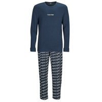 Textil ciul Pijamas / Camisas de dormir Женское платье calvin klein ck solid t-shirt dress c америки s L/S PANT SET Azul
