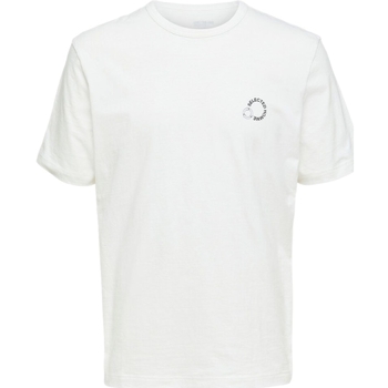 Selected T-Shirt Logo Print - Cloud Dancer Branco