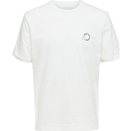 Textil Homem Ir para o conteúdo principal Selected T-Shirt Logo Print - Cloud Dancer Branco