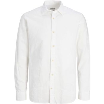 Textil Homem Camisas mangas comprida Jack & Jones 12220134 SUMMER-WHITE Branco