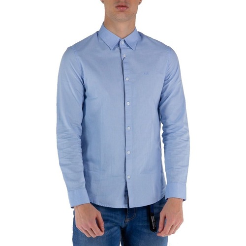 Textil Homem Camisas mangas comprida EAX 8NZCGBZ8ANZ Azul