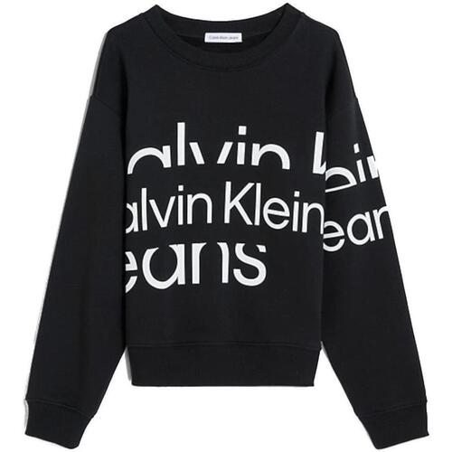 Textil Rapaz Sweats Calvin Klein JEANS bandana  Preto