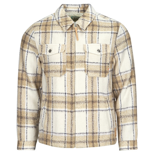 Textil Homem Jaquetas Outono / Inverno Wool-Blend Zip-Thru Check Overshirt Camel