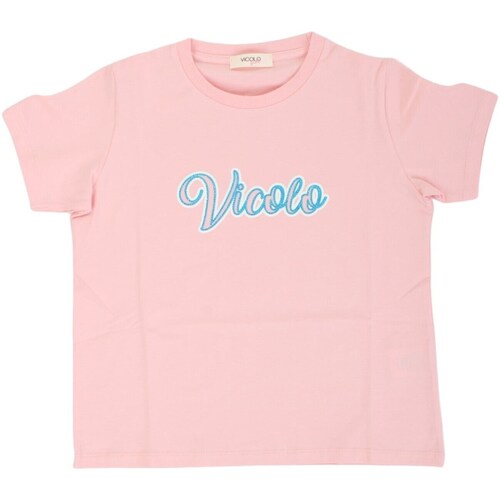 Textil Rapariga stitching-print logo T-shirt Vicolo 3146M0778 Rosa