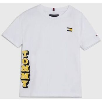 Textil Rapaz T-shirts e Pólos Tommy Hilfiger KB0KB08217 FUN LOGO-YBR WHITE Branco