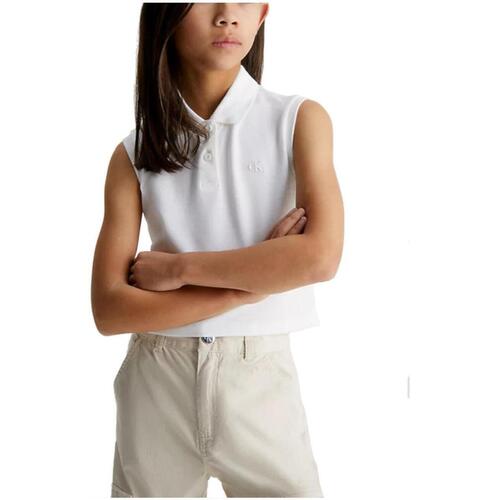 Textil Rapariga T-Shirt mangas curtas Calvin Klein JEANS Cutoff  Branco