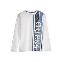 Textil Rapaz T-shirt mangas compridas Guess tees L3YI35 Branco / Azul