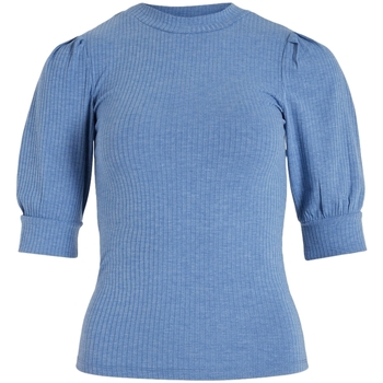 Textil Mulher Malha Nanna - Lapis Blue Vila Noos Top Felia 2/4 - Federal Blue Azul