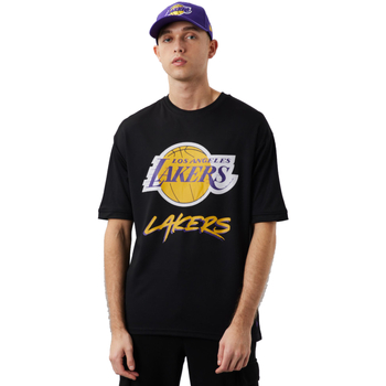 Textil Homem T-Shirt for mangas curtas New-Era NBA Los Angeles Lakers Script Mesh Tee Preto