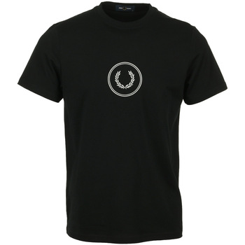 Textil Homem Loose Fit Crew Sweatshirt Fred Perry Circle Branding T-Shirt Preto