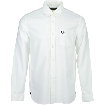 Textil Rapaz Camisas mangas comprida Fred Perry Oxford Shirt Branco