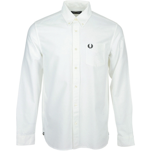 Textil Homem Camisas mangas comprida Fred Perry Oxford Shirt Branco