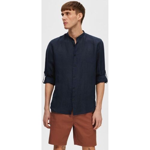 Textil Homem Camisas mangas comprida Selected 16088372 REGKYLIAN-SKY CAPTAIN Azul