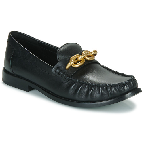 Sapatos Mulher Mocassins item Coach JESS LEATHER LOAFER Preto / Ouro