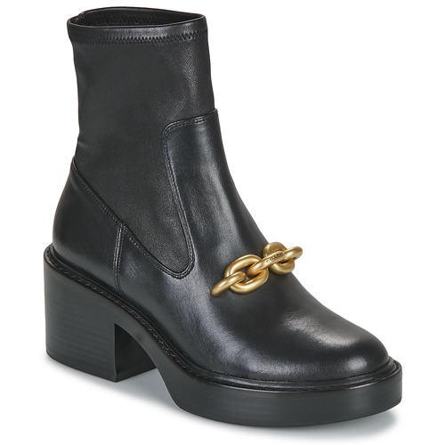 Sapatos Mulher Botins for Coach KENNA LEATHER BOOTIE Preto