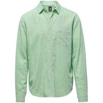 Textil Homem Camisas mangas comprida Bomboogie SM7880 T LITP-338 GUACAMOLE Verde