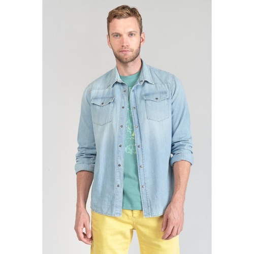Textil Homem Camisas mangas comprida Alto: 6 a 8cm Camisa em ganga JUANITO Azul