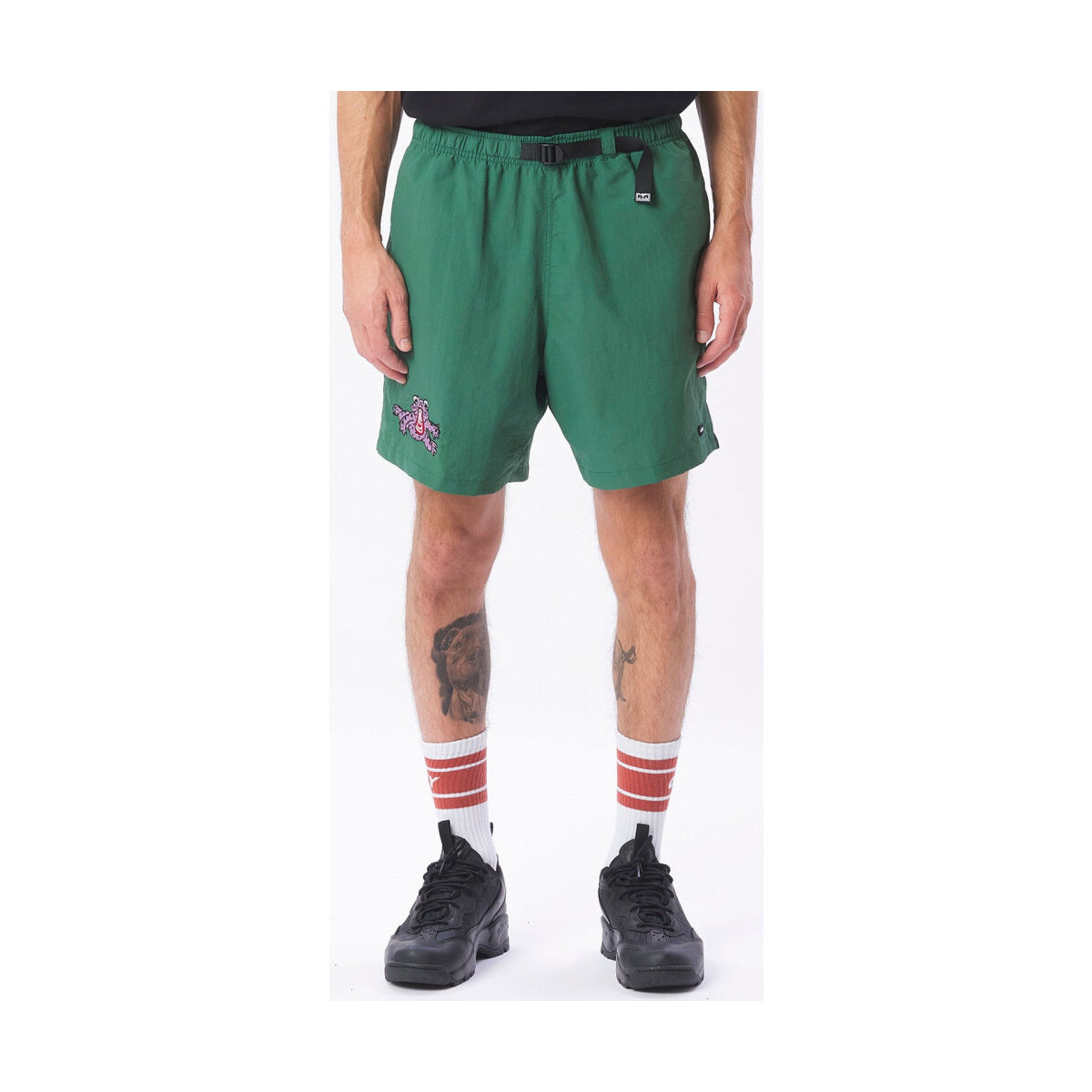 Textil Homem Shorts / Bermudas Obey Hang out web belt short Verde