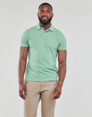 Opt for a classic look with this dark green knitted polo from POLO AJUSTE DROIT EN COTON BASIC MESH