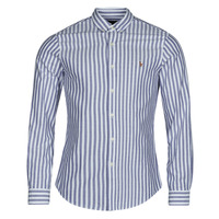 Textil Homem Camisas mangas comprida Polo Ralph Lauren CHEMISE COUPE DROITE EN OXFORD Azul / Branco