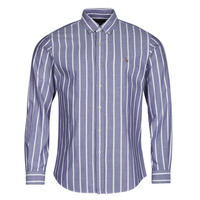 Textil Homem Camisas mangas comprida Polo sweatshirt Ralph Lauren CHEMISE COUPE DROITE EN OXFORD Azul / Branco