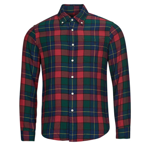 Textil Homem Camisas mangas comprida Apagar os critérios CHEMISE COUPE DROITE EN FLANELLE Vermelho / Verde