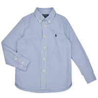 Textil Rapaz Camisas mangas comprida Decoração De Pareden SLIM FIT-TOPS-SHIRT Azul / Branco