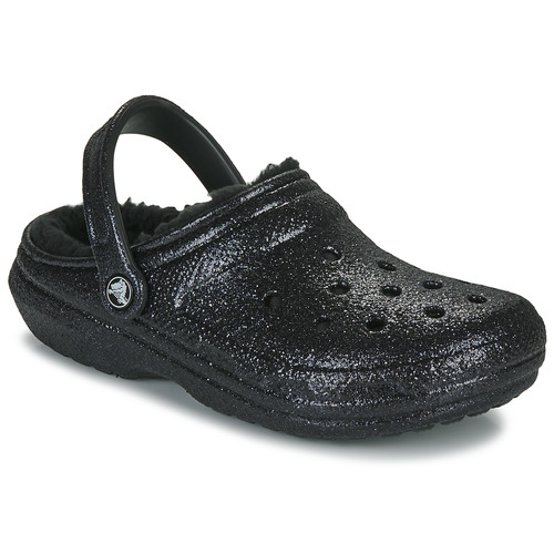Sapatos Mulher Tamancos blackwhite Crocs Classic Glitter Lined Clog Preto