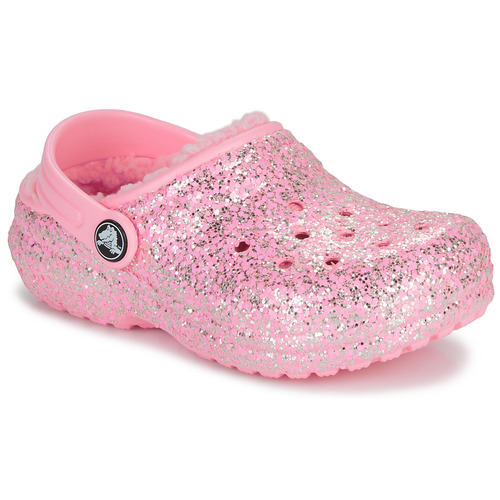 Sapatos Rapariga Tamancos Slides Crocs Classic Lined Glitter Clog K Rosa