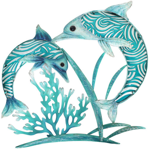 Casa Estatuetas Signes Grimalt Ornamento Da Parede De Golfinhos Azul