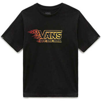 Textil Rapaz T-shirts e Pólos Zapatillas Vans T-Shirt  BY Metallic Flame Ss Black - Kids Preto