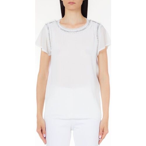Textil Mulher T-shirts Cropped e Pólos Liu Jo CA3255 J5003-X0256 Branco