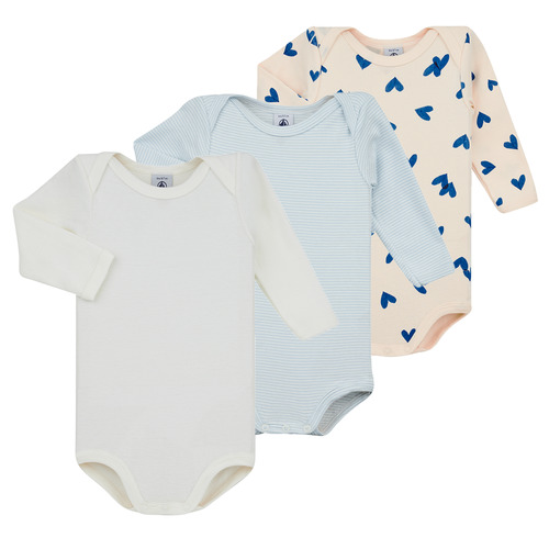 Textil Criança Pijamas / Camisas de dormir Petit Bateau BODY US ML LOVSCOTCH PACK X3 Marinho / Bege / Branco