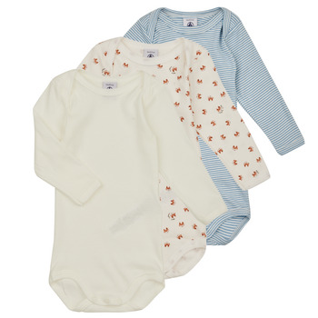 Textil Criança Pijamas / Camisas de dormir Petit Bateau BODY US ML RENARD PACK X3 Branco / Azul