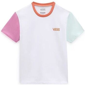 Textil Rapariga T-shirts e Pólos Vans info VN00041DJ5K COLORBLOCK CREW-WHITE Branco