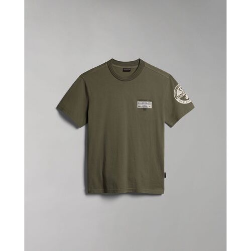 Textil Homem T-shirts e Pólos Napapijri S-AMUNDSEN NP0A4H6B-GAE GREEN LICHEN Verde