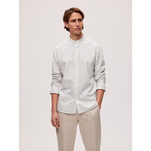 Textil Homem Camisas mangas comprida Selected 16088354 REGKAM-BRIGHT WHITE Branco