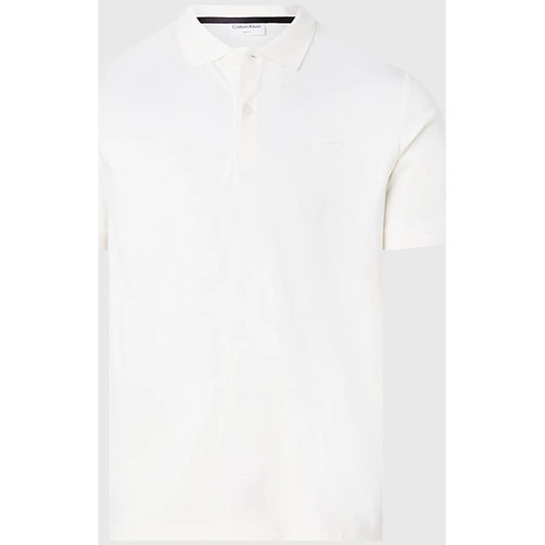 Textil Homem T-shirts e Pólos Three quarter sleeve collared dress with a front button-up placket and a straight vented hemline K10K111657 Branco