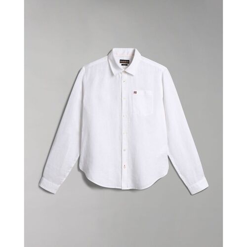 Textil Homem Camisas mangas comprida Napapijri G-CRETON NP0A4H1C-002 BRIGHT WHITE Branco
