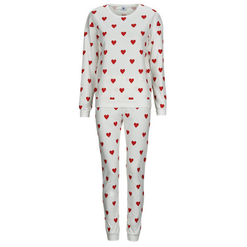 Textil Mulher Pijamas / Camisas de dormir Petit Bateau LOXA Branco / Vermelho