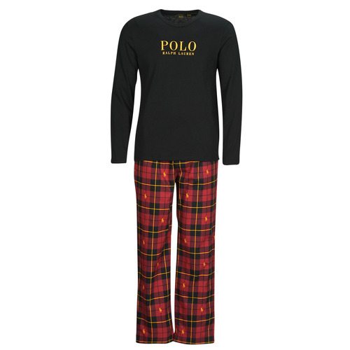 Textil Homem Pijamas / Camisas de dormir Стильная сумка polo L/S PJ SLEEP SET Preto / Vermelho