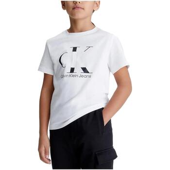 Textil Rapaz T-Shirt mangas curtas Calvin logga Klein Jeans  Branco