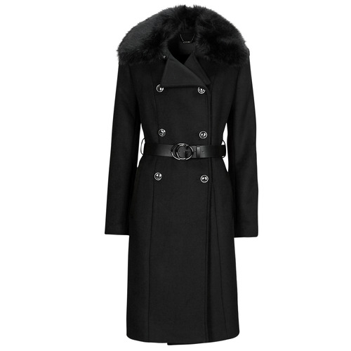 Textil Mulher Casacos Guess PATRICE BELTED COAT Preto